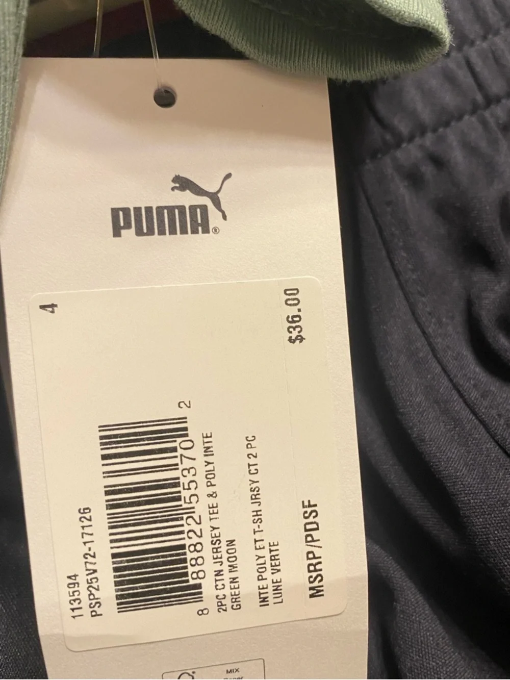 Puma Sage Green Short Sleeve Logo Tee & Shorts NWT size 4 - Picture 7 of 9